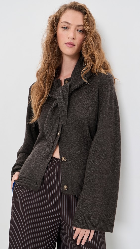Clarine Knit Cardigan - Coffee Brown