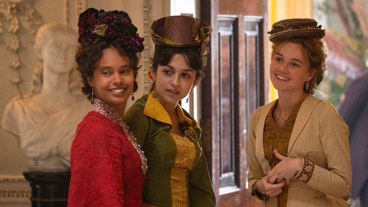 Alisha Boe, Josie Totah and Imogen Waterhouse in The Buccaneers