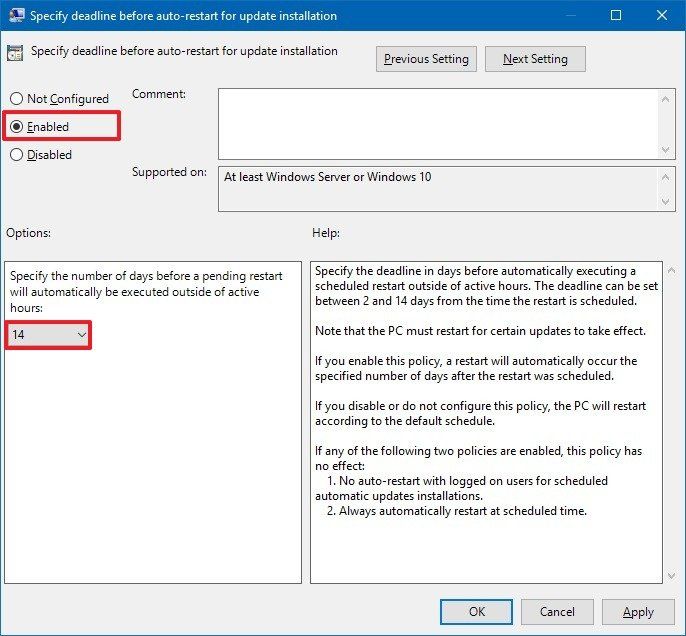 How to change the default auto-restart deadline for updates on Windows ...