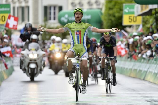 Peter Sagan (Cannondale) won stage 3 at the Tour de Suisse from a four-rider break.