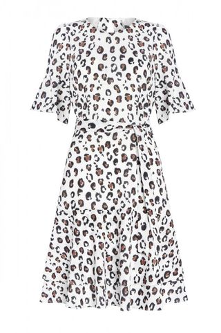 White Leopard Print Ruffle Detail Belted Dress – was £69, now £34.50