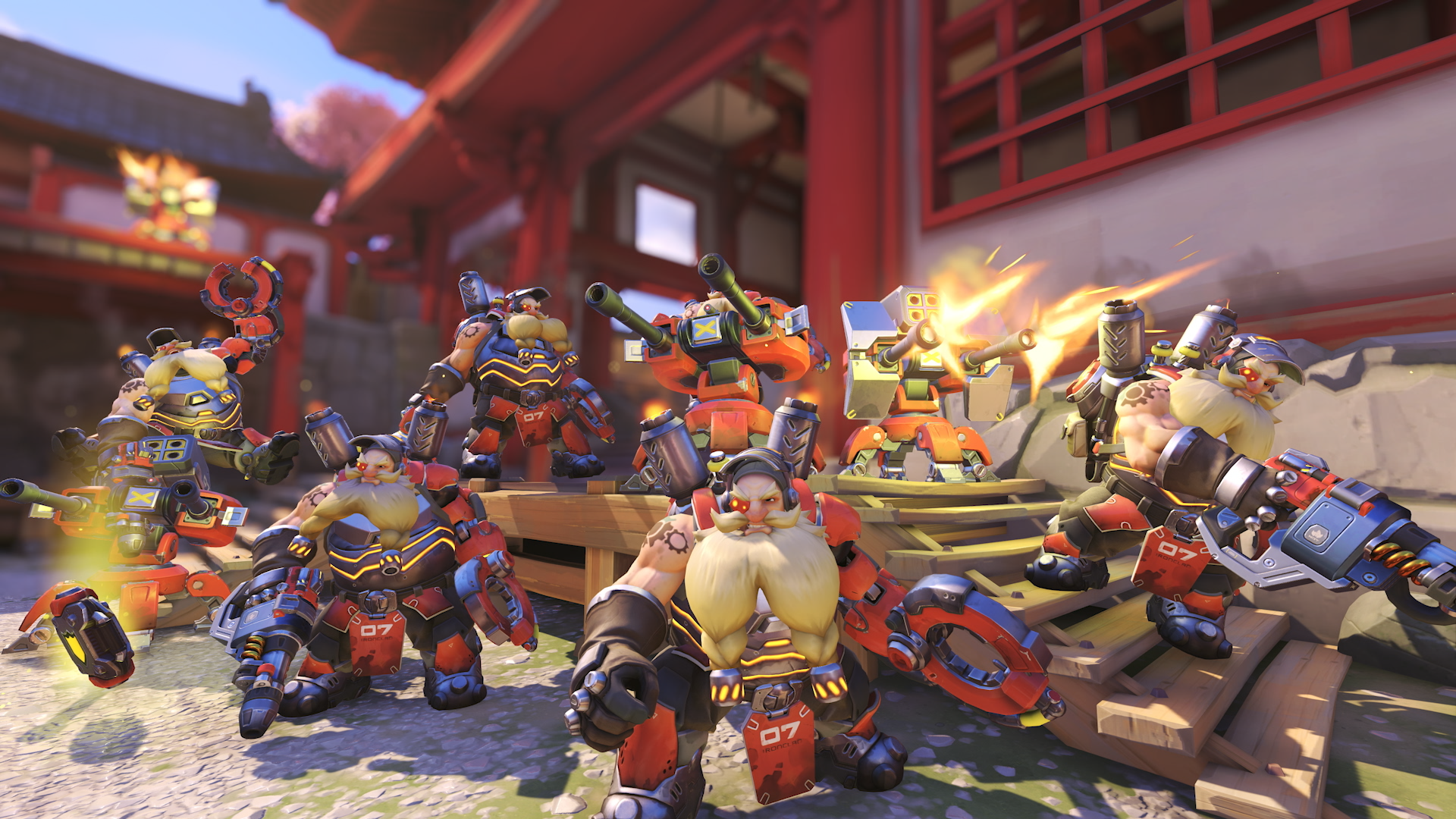 Overwatch Classic event mode screenshots featuring old heroes on old maps