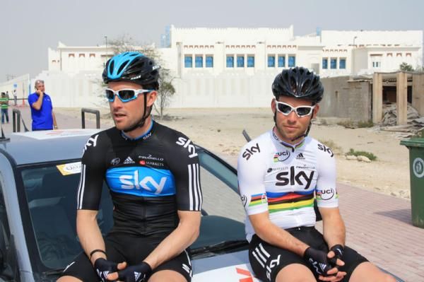 Eisel and Cavendish in their new Team Sky kit