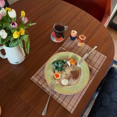 Health writer Ash S's breakfast after swapping coffee for a high protein breakfast alternative