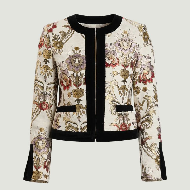 Tailored Jacquard Mix Collarless Jacket cut out