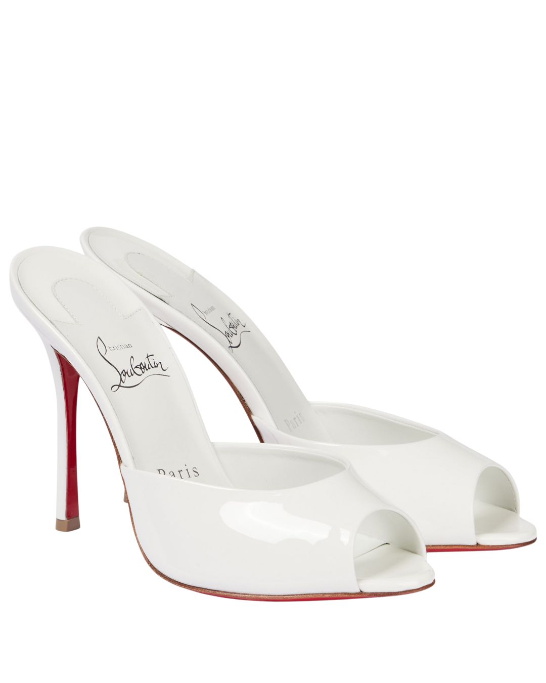 christian louboutin white patent mules