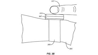 En bild från Fitbits patent för blodtrycksteknologi som visar ett finger på en smartklockeskärm.