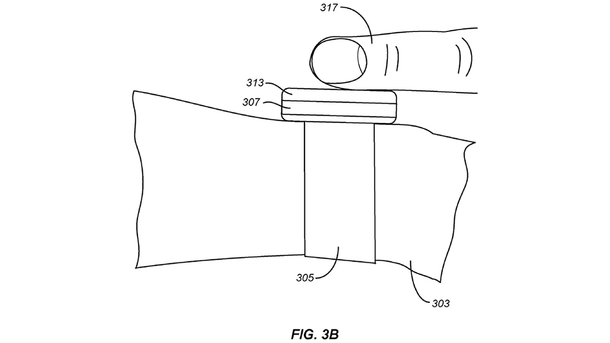Fitbit blood pressure patent diagram showing a finger on a smartwatch screen