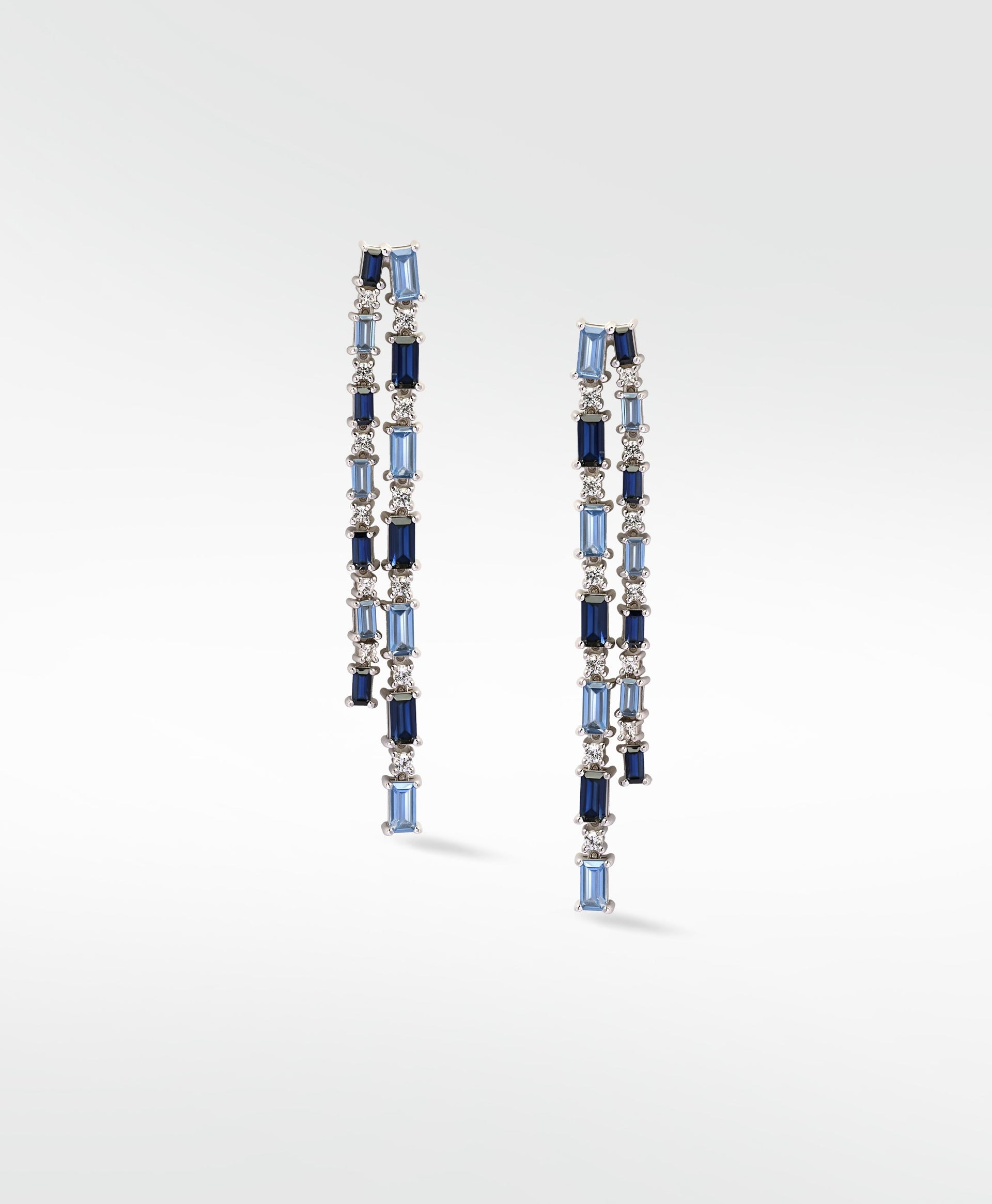 Blue Dahlia Tennis Drop Earrings