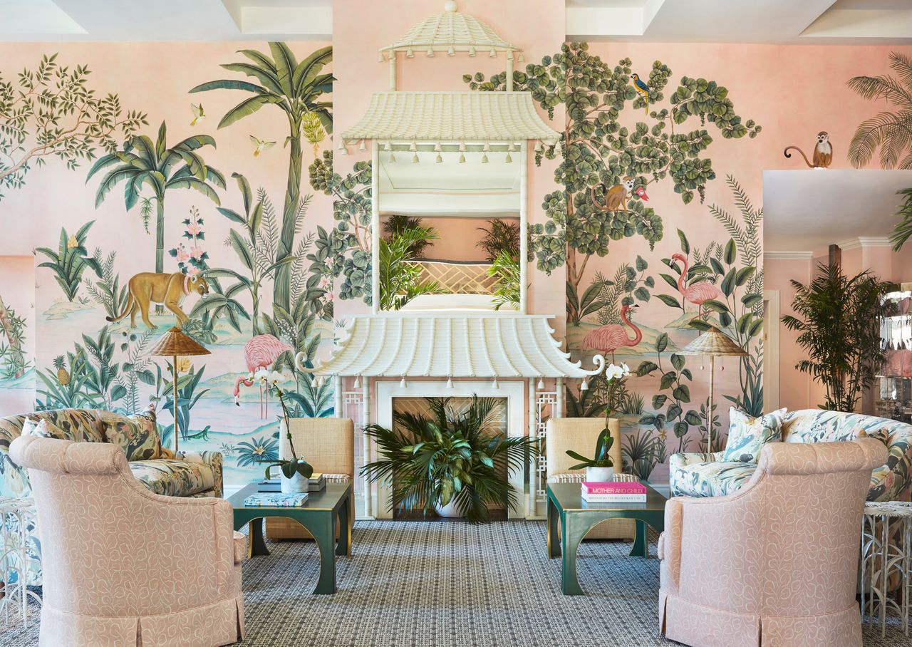 de Gournay wallpaper in a living room