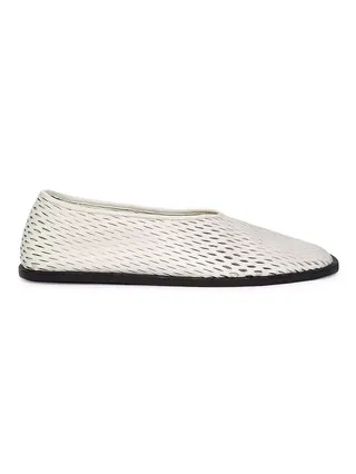 Perforated Leather Square-Toe Slippers