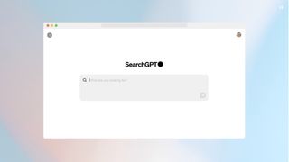 The SearchGPT interface on a colorful background