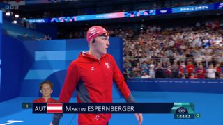 Austrian Olympic swimmer Martin Espernberger approaches the pool.