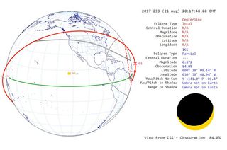 During their third pass of the "Great American Solar Eclipse" on Aug. 21, 2017, the Expedition 52 crew on board the International Space Station will see the partial solar eclipse as the sun sets.