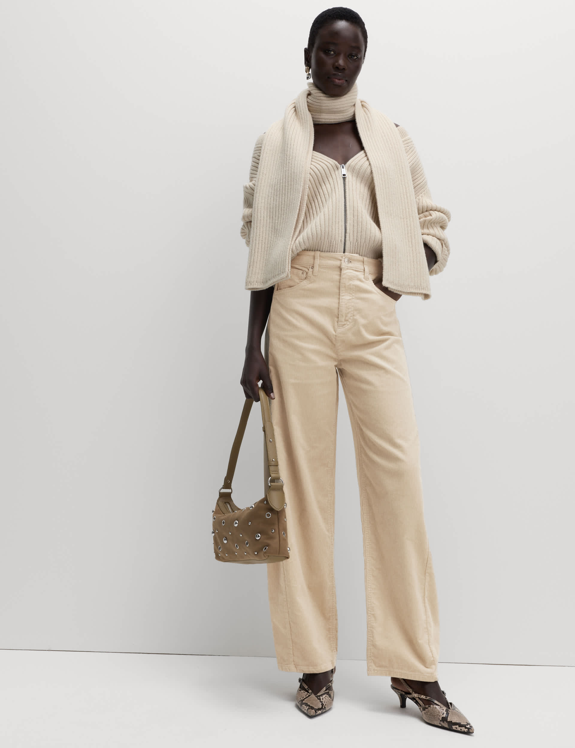 Cotton Rich Cord Carrot Leg Trousers