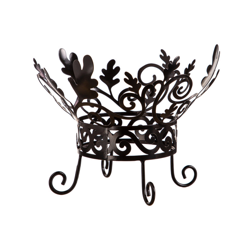 Canora Grey Bainville Metal Scroll and Leaves Pumpkin Holder Garden Art | Wayfair