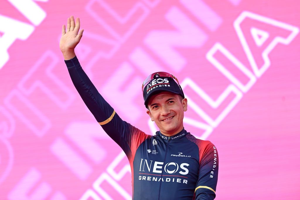 Richard Carapaz at the 2022 Giro d'Italia teams presentation