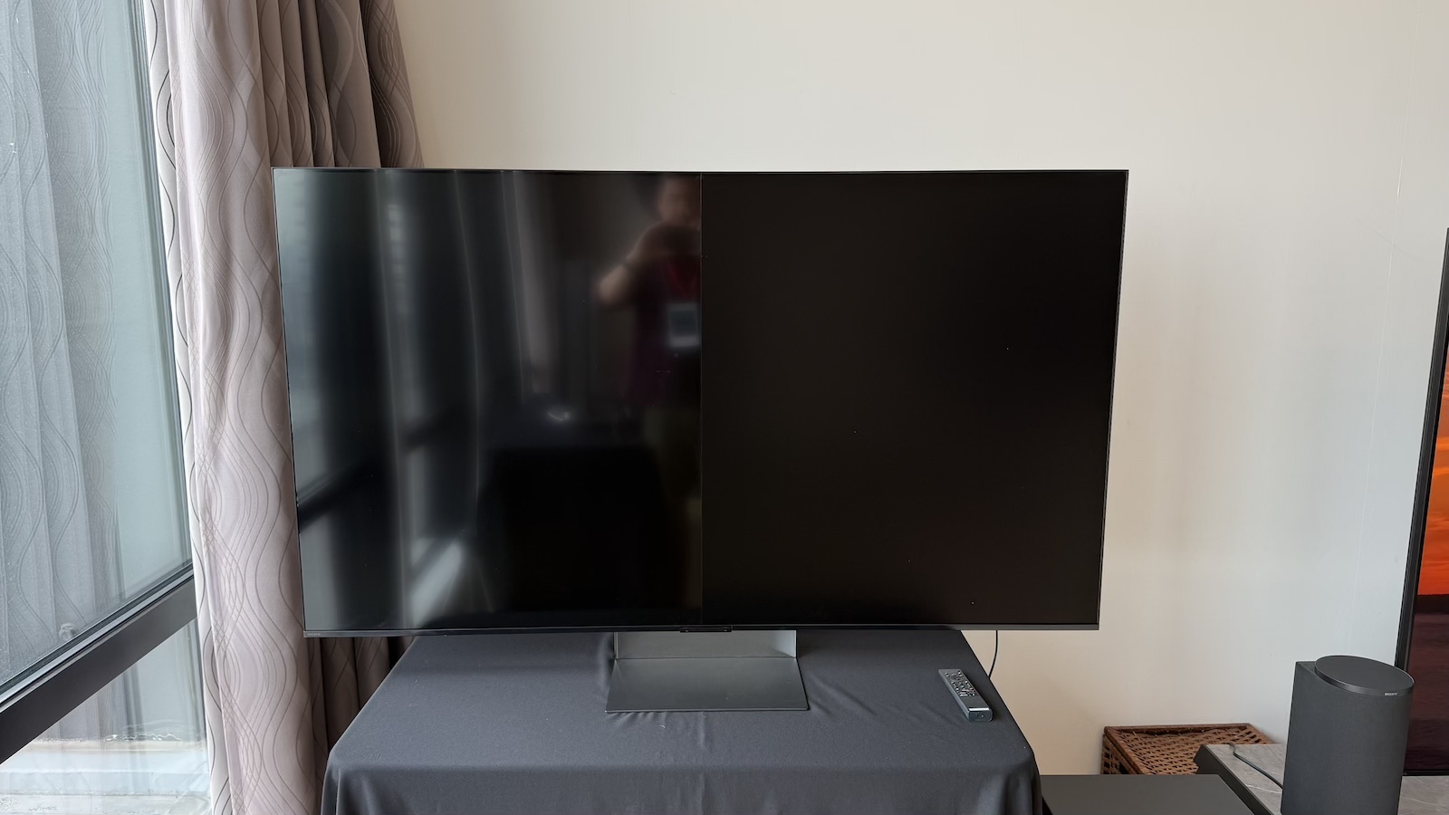 The Sony Bravia 9 II, photographed on a grey desk