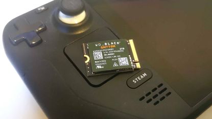 WD_Black SN770M SSD sitting on Steam Deck