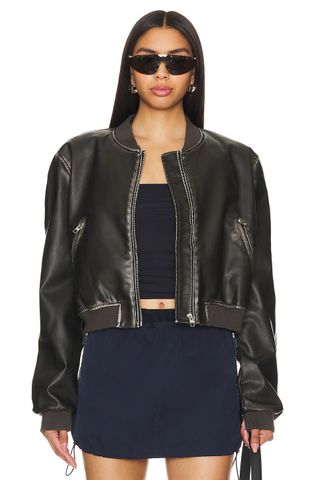 Neveah Faux Leather Bomber