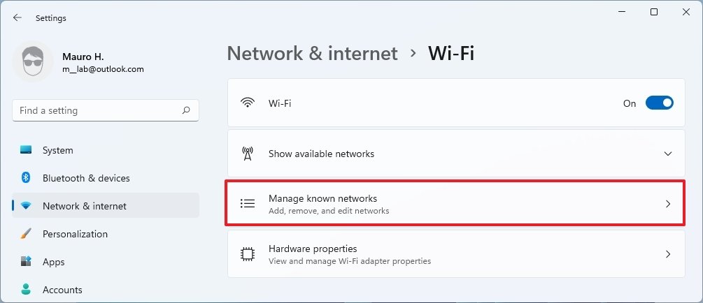 Manage known networks