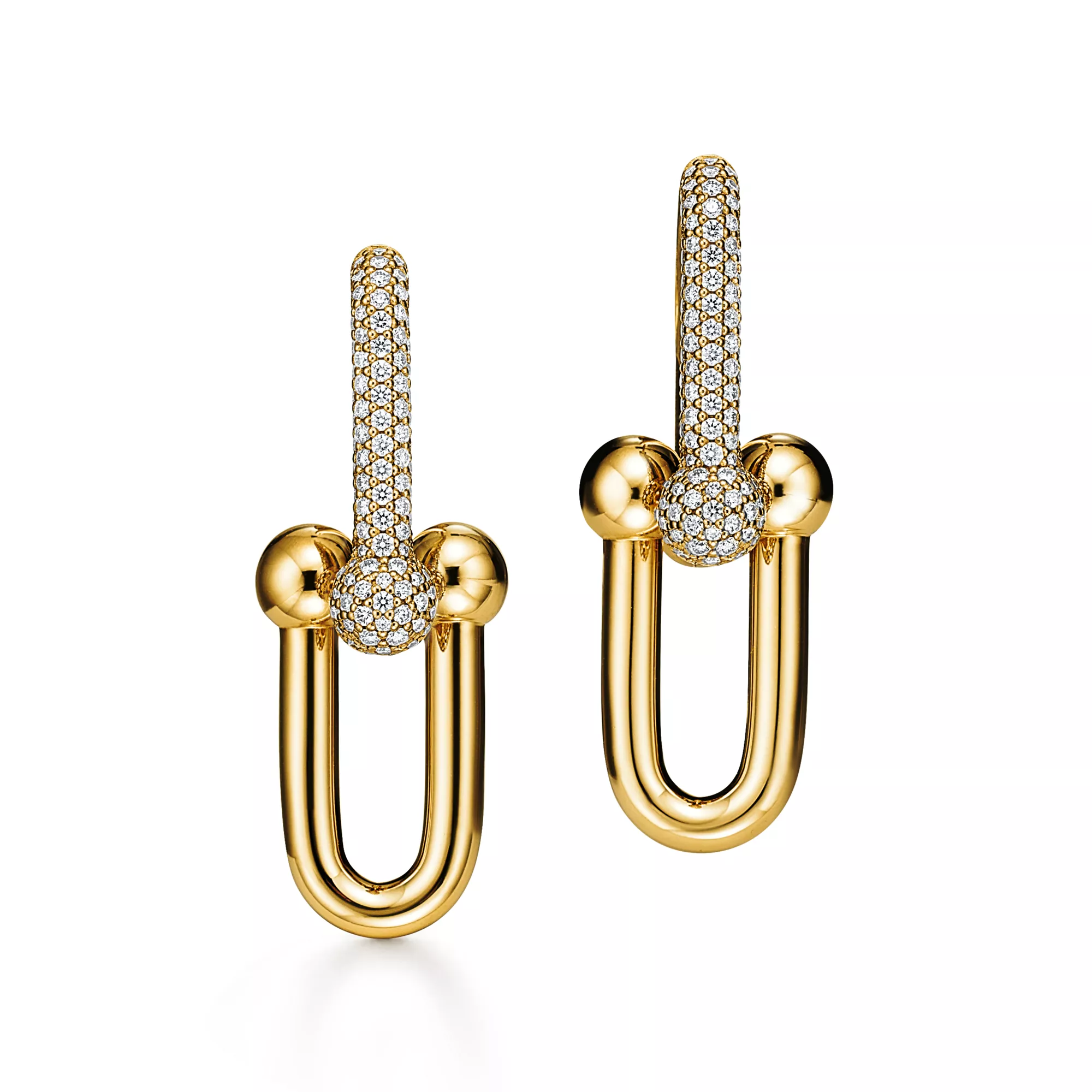 Tiffany HardWearLarge Link Earrings in Yellow Gold with Pavé Diamonds, TIFFANY & CO.