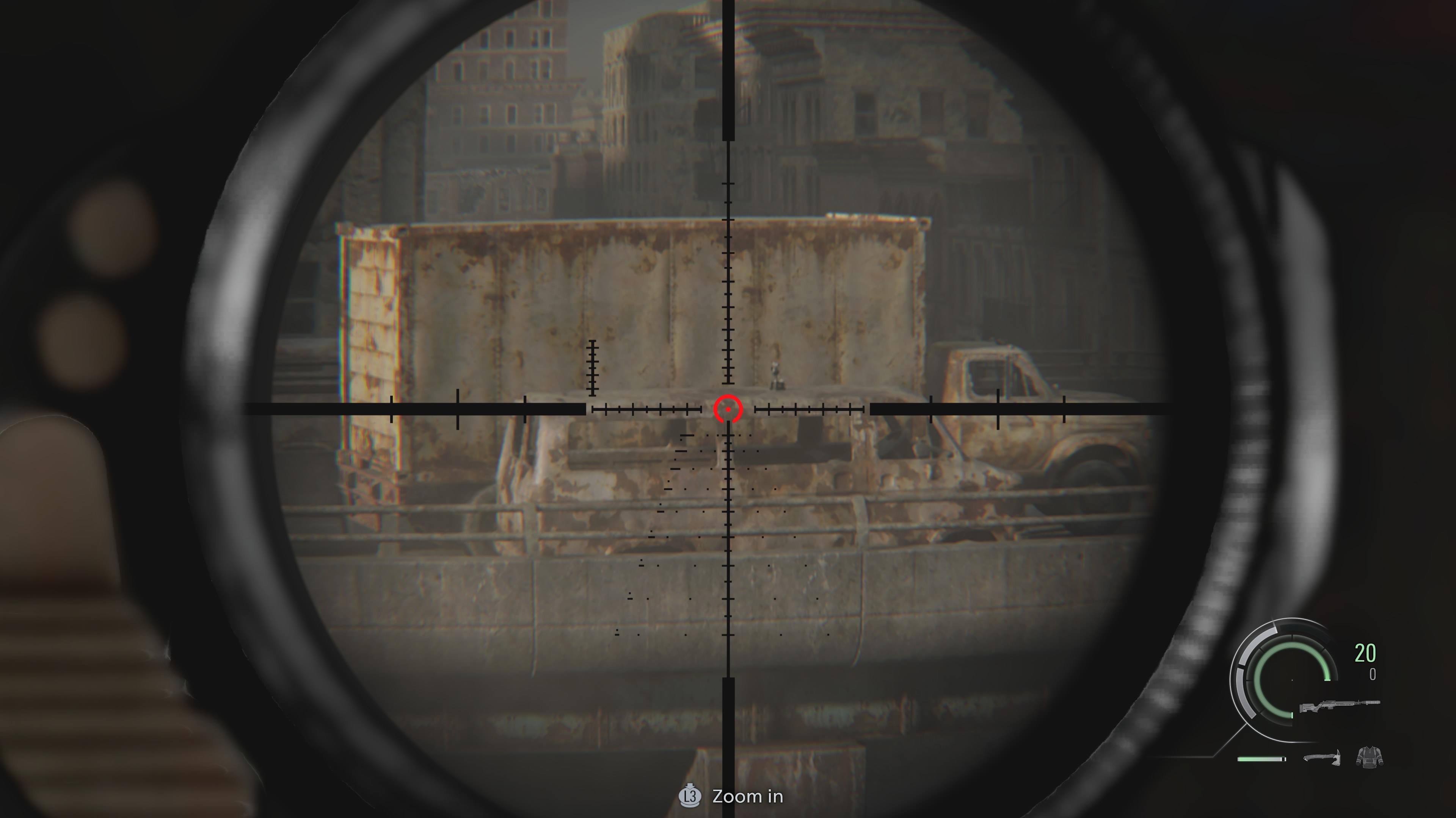 Resident Evil Requiem Mr. Raccoon through a scope