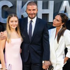 Victoria, David and Harper Beckham attend the UK premiere of 'Beckham'