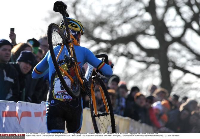 Wout Van Aert (Belgium) on his way to victory at the Worlds