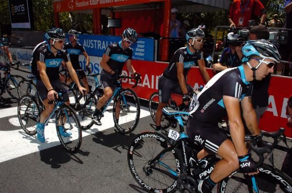 Team Sky arrive at the startline