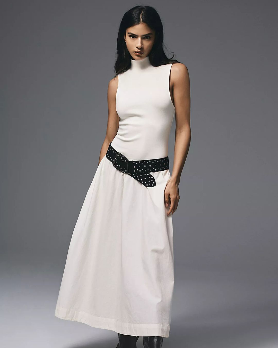Free People's Pepita Midi Dress in 'Ivory'