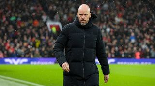 Erik ten Hag during Manchester United's defeat to Bournemouth in December 2023.