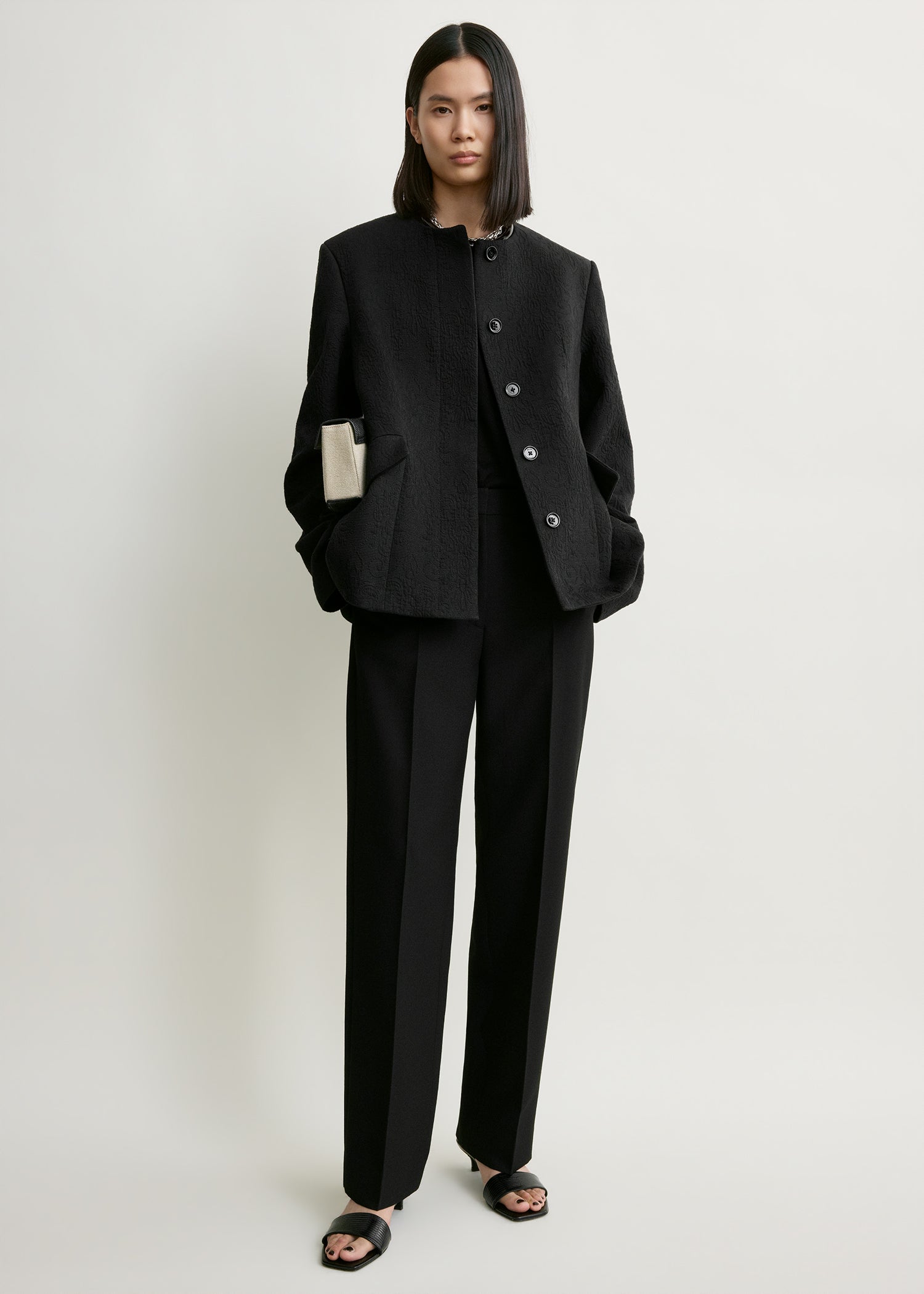 Jacquard Cotton Jacket Black - 30