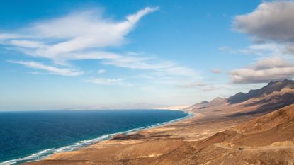 Cofete beach on Jandia Peninsula in Fuerteventura