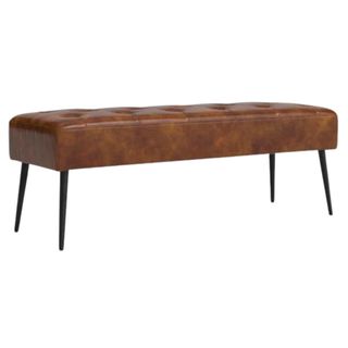 Faux leather upholstered Bench with metal legs