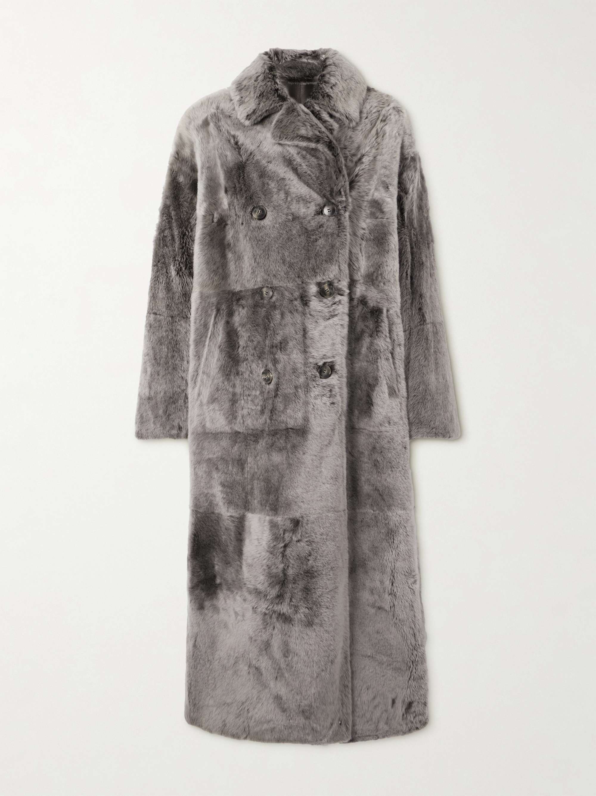 Double-Breasted Shearling Coat