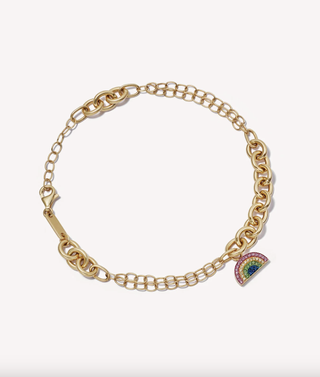 Rainbow Charm Bracelet With Sapphires | 14k Yellow Gold | Loquet London