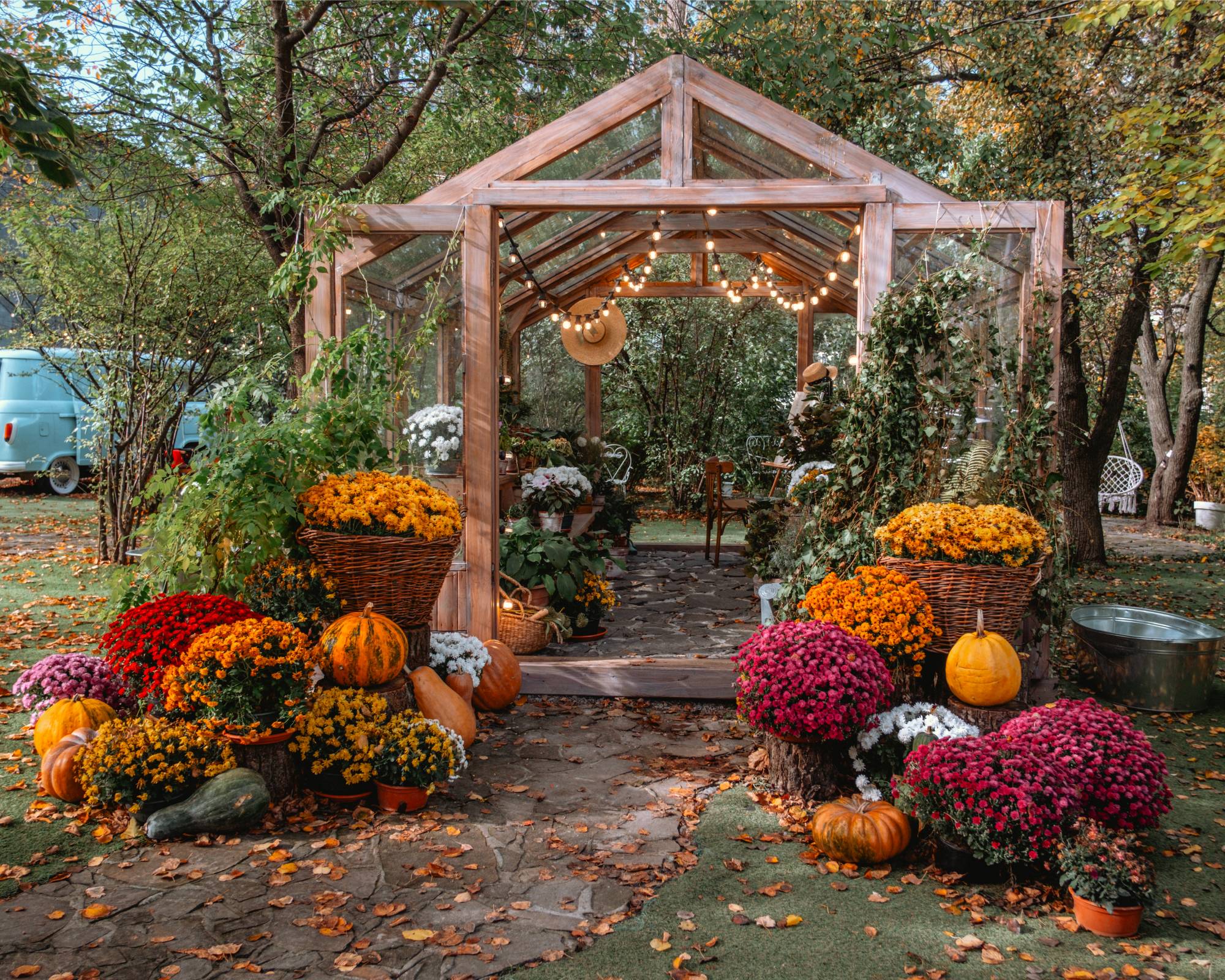 Greenhouse in autumn