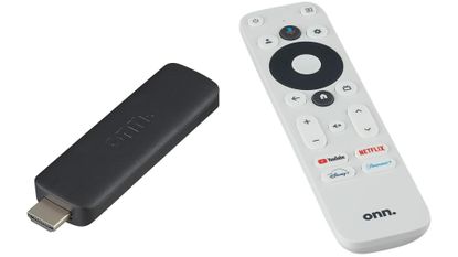 onn. Google TV Full HD Streaming Device on a white background