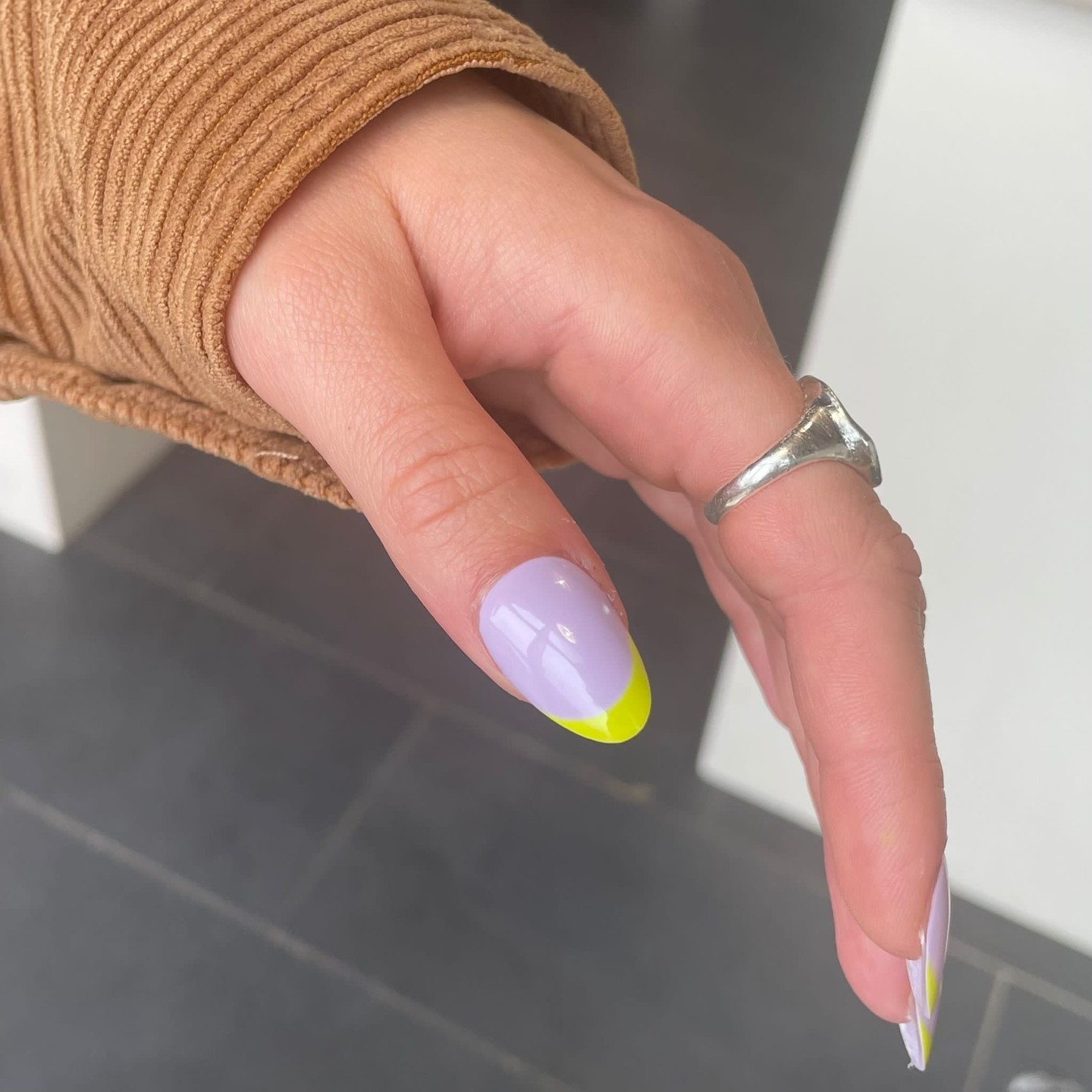 purple and neon french tips nail ideas