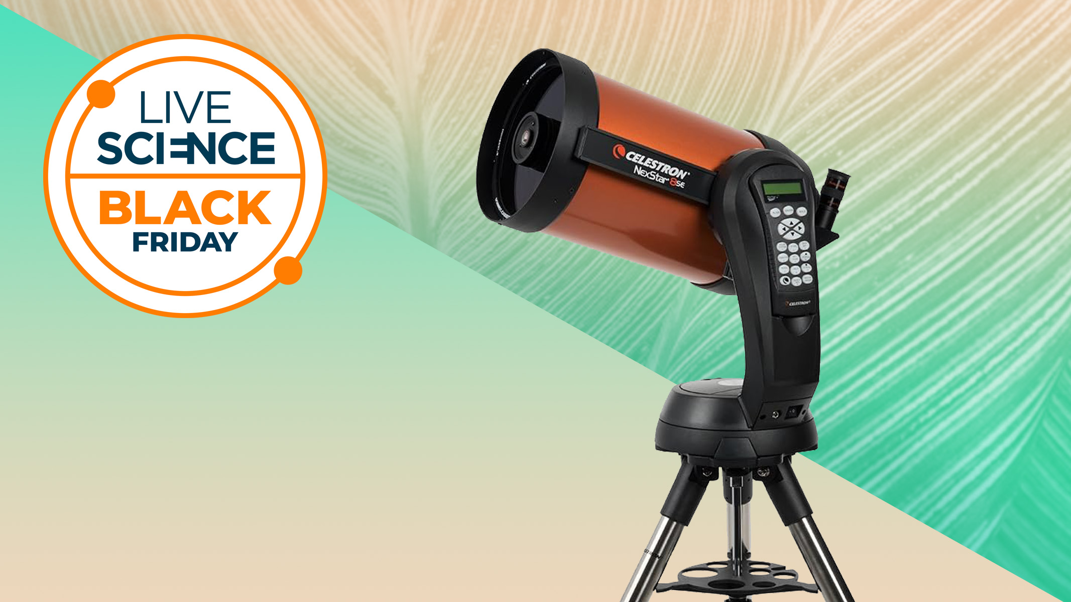 A Celestron NexStar 8SE telescope, next to a Live Science Black Friday Logo.