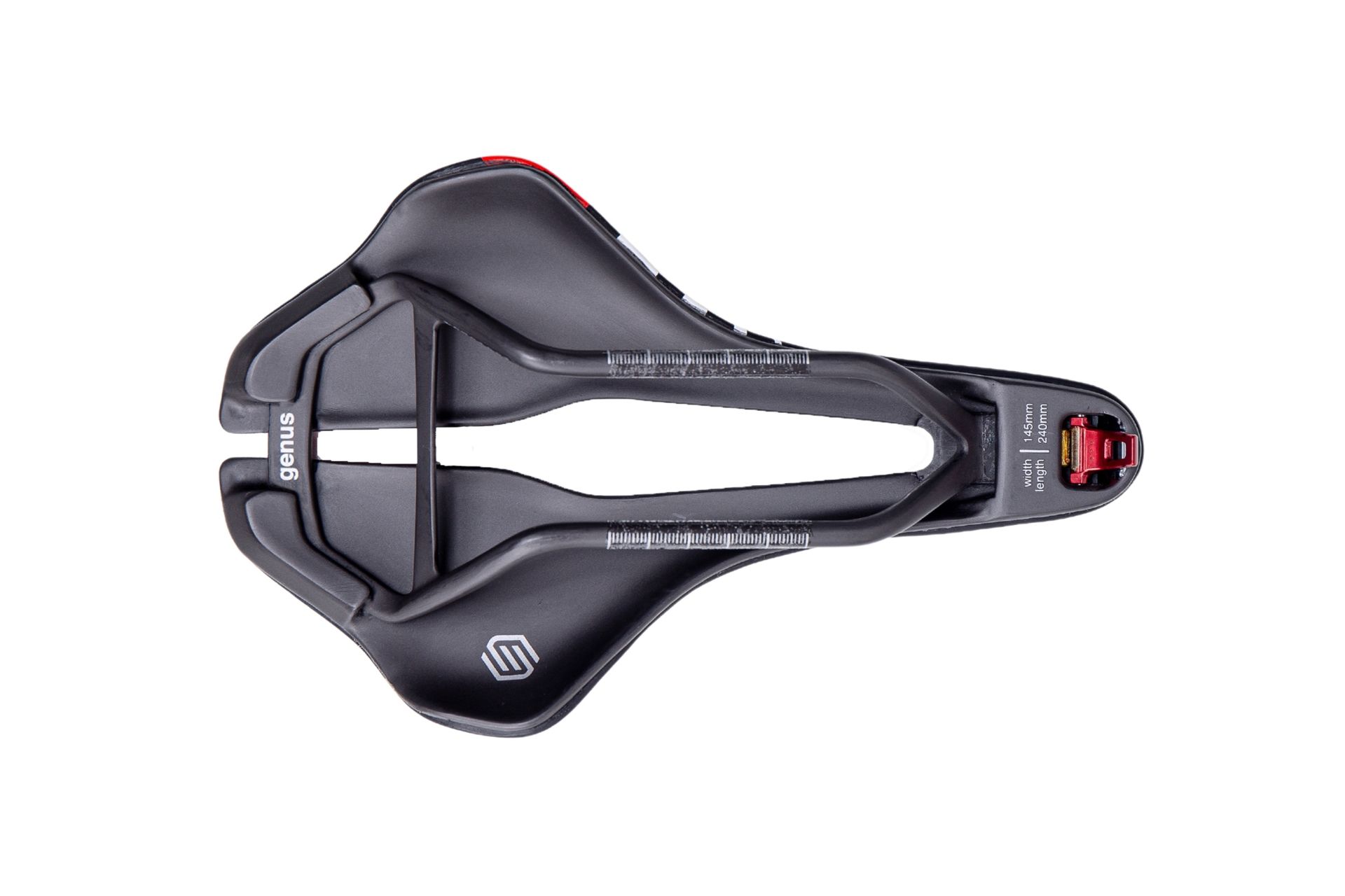 Detail of the Torsion Bar technology on the Ere Research Genus Pro CC road bike saddle