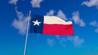 Texas flag with blue sky - stock photo