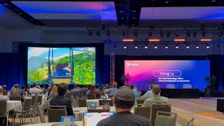 Photos from AI and immersive experience panelists speaking at InfoComm 2025.