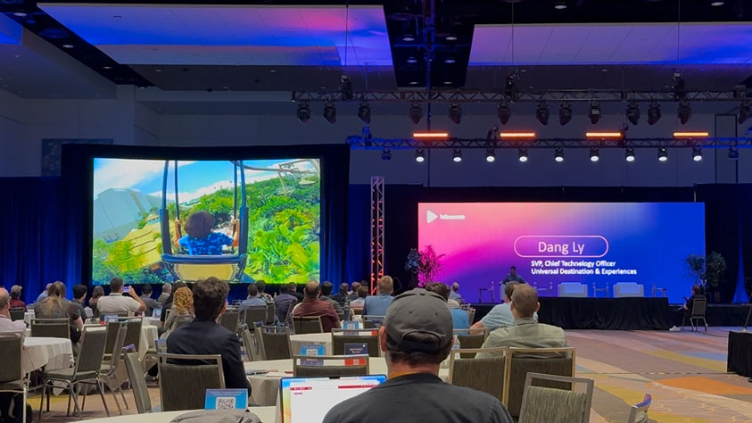 Photos from AI and immersive experience panelists speaking at InfoComm 2025. 