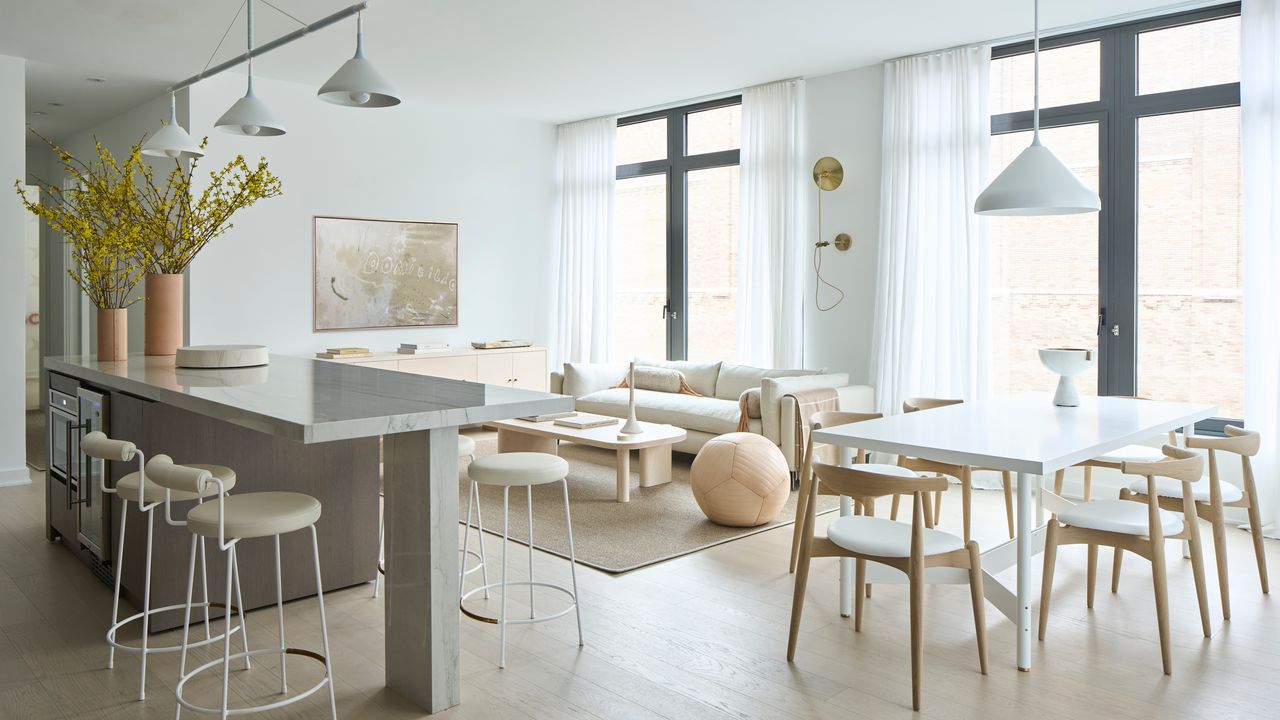 a neutral open plan apartment