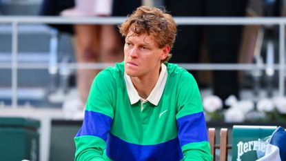 Jannik Sinner looks dejected after his defeat to Carlos Alcaraz in the 2025 French Open final