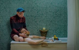 Domhnall and Brian Gleeson as Doofus and Frank in Frank of Ireland, enjoying a bath together
