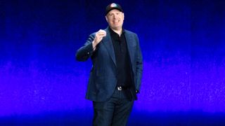 Marvel Studios head Kevin Feige speaks to the crowd at CinemaCon 2022