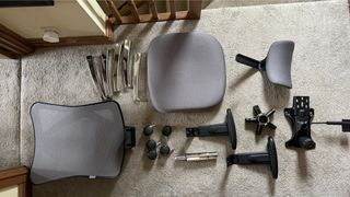 A bird's eye view of the unassembled M18 chair.